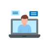 illustration of a person on a computer screen with a speech bubble representing online communication 7 essential tips for effective communication